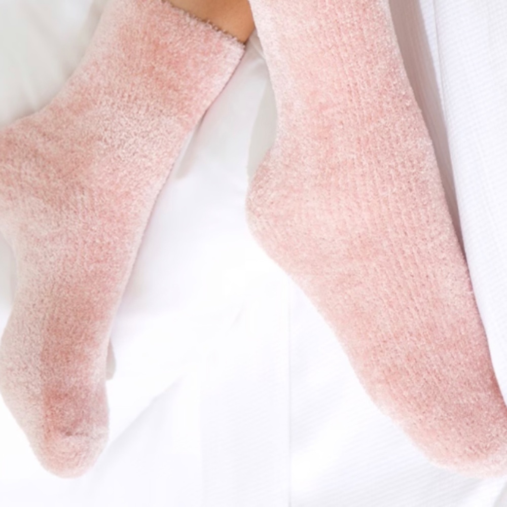 Pink fuzzy socks
